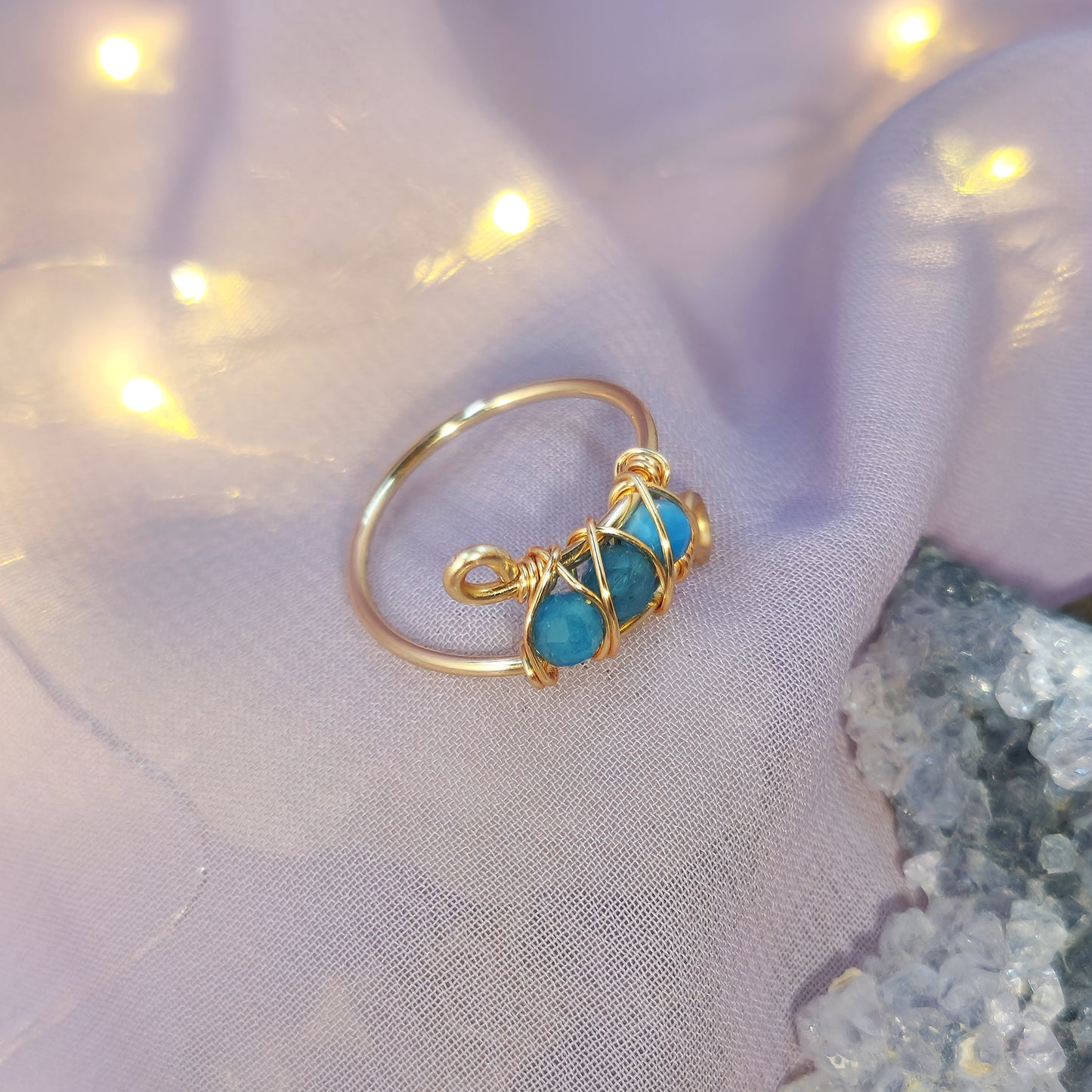 Mystical Sea Witch Fairy Blue Apatite Ring