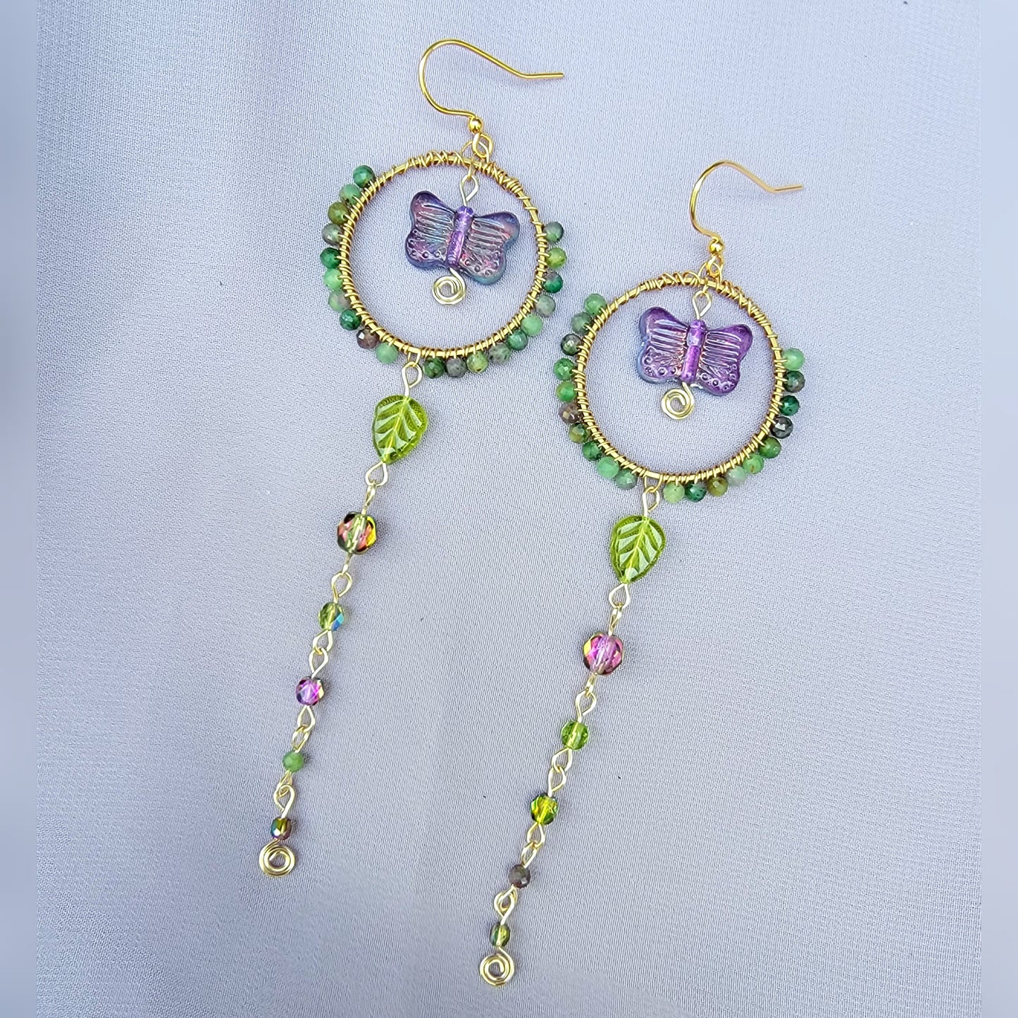 Fuschite Ruby Butterfly Garden Earrings