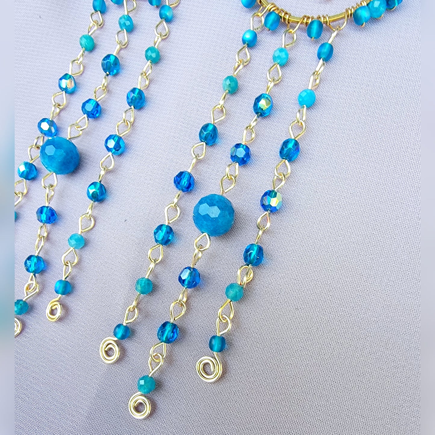 Blue Apatite Flower Earrings
