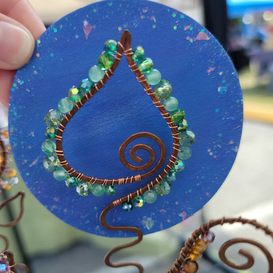 Aventurine Leaf Sun Catcher Copper Plant Stake