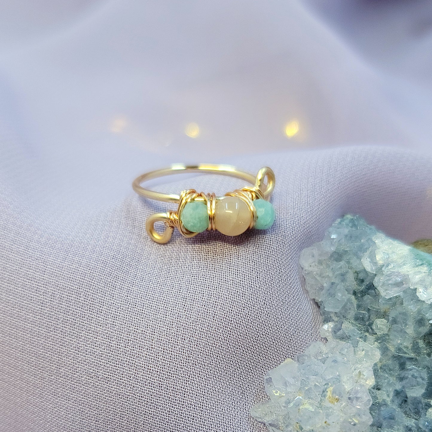 Fairy Sunstone & Amazonite Ring