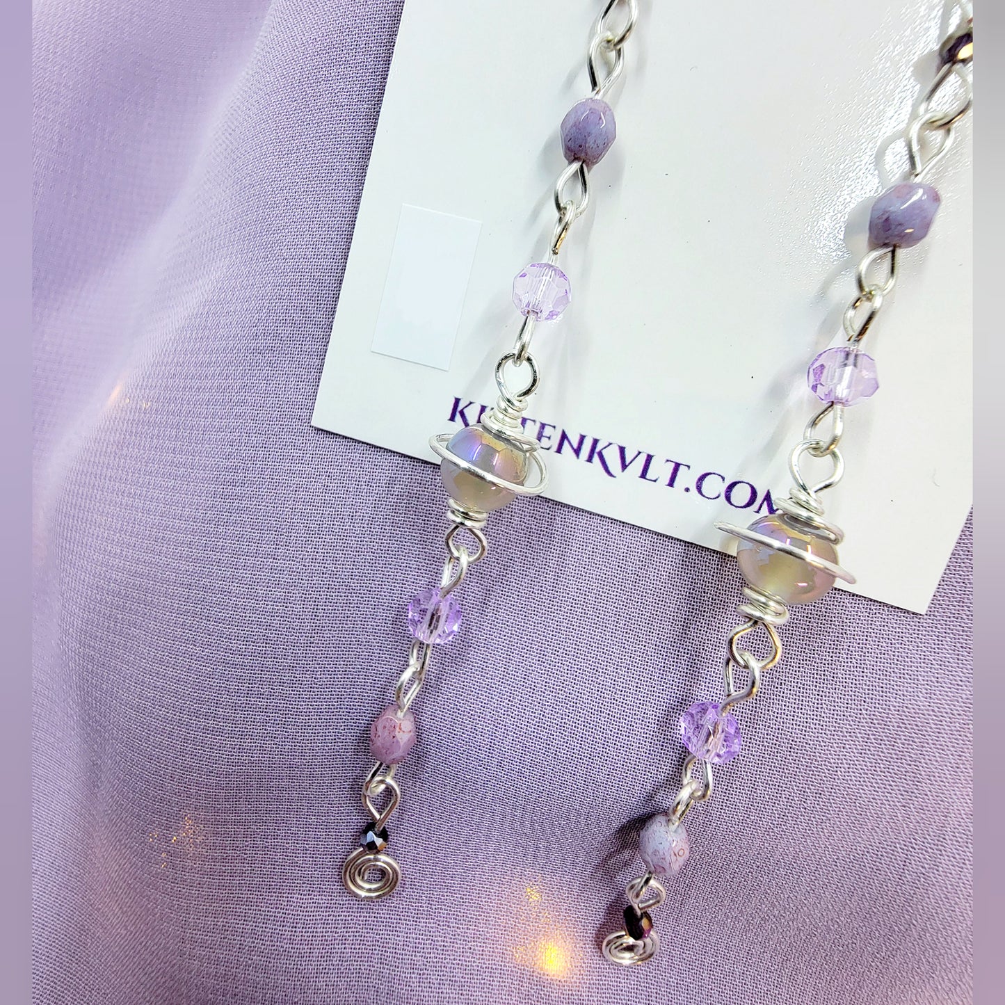 Ethereal Aura Agate & Czech Glass Planet Celestial Earrings