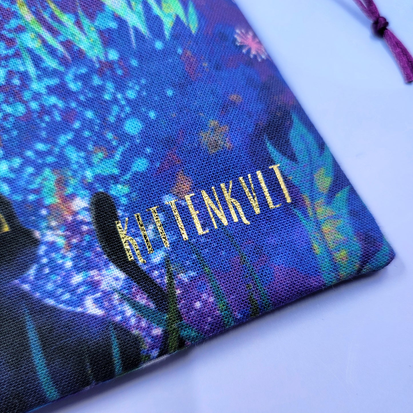 Witchy Mystical Black Kitty Garden Tarot Pouch