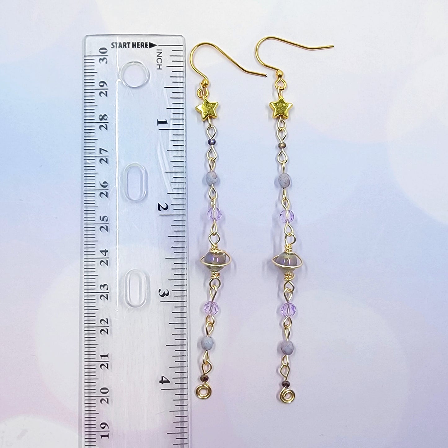 Ethereal Aura Agate & Czech Glass Planet Celestial Earrings