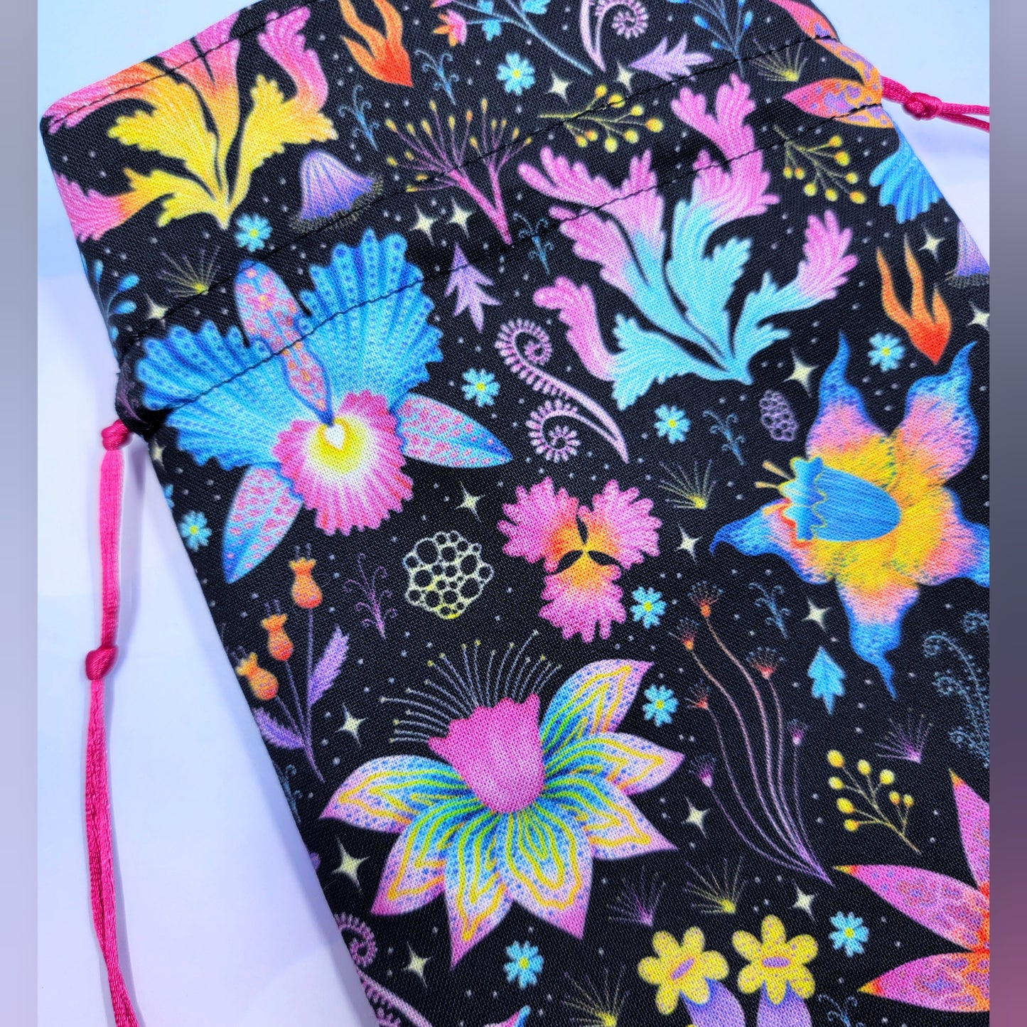 Witchy Mystical Rainbow Lotus Orchid Floral Tarot Pouch