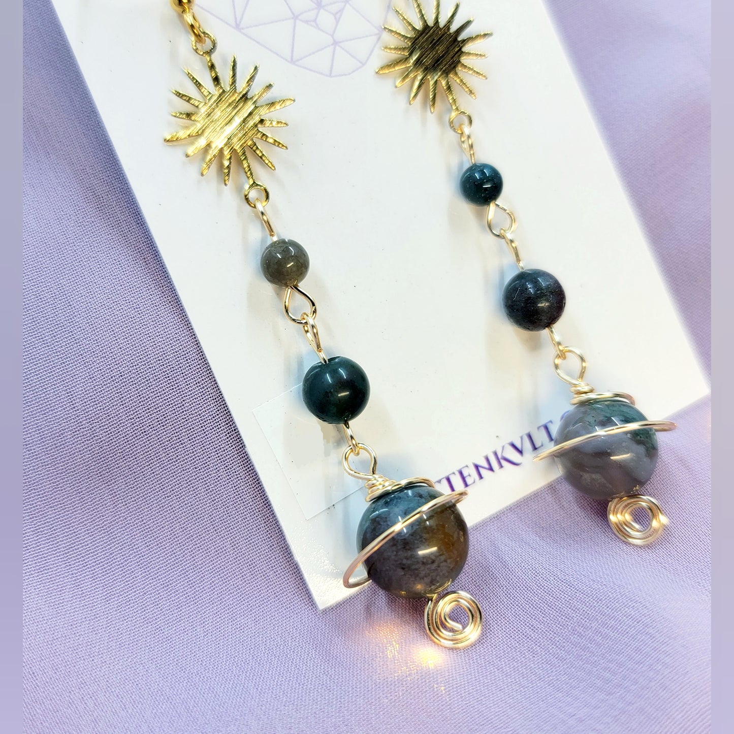 Jasper Planet Earrings