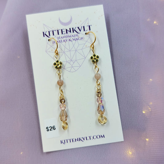 Dainty Sunstone Flower Earrings