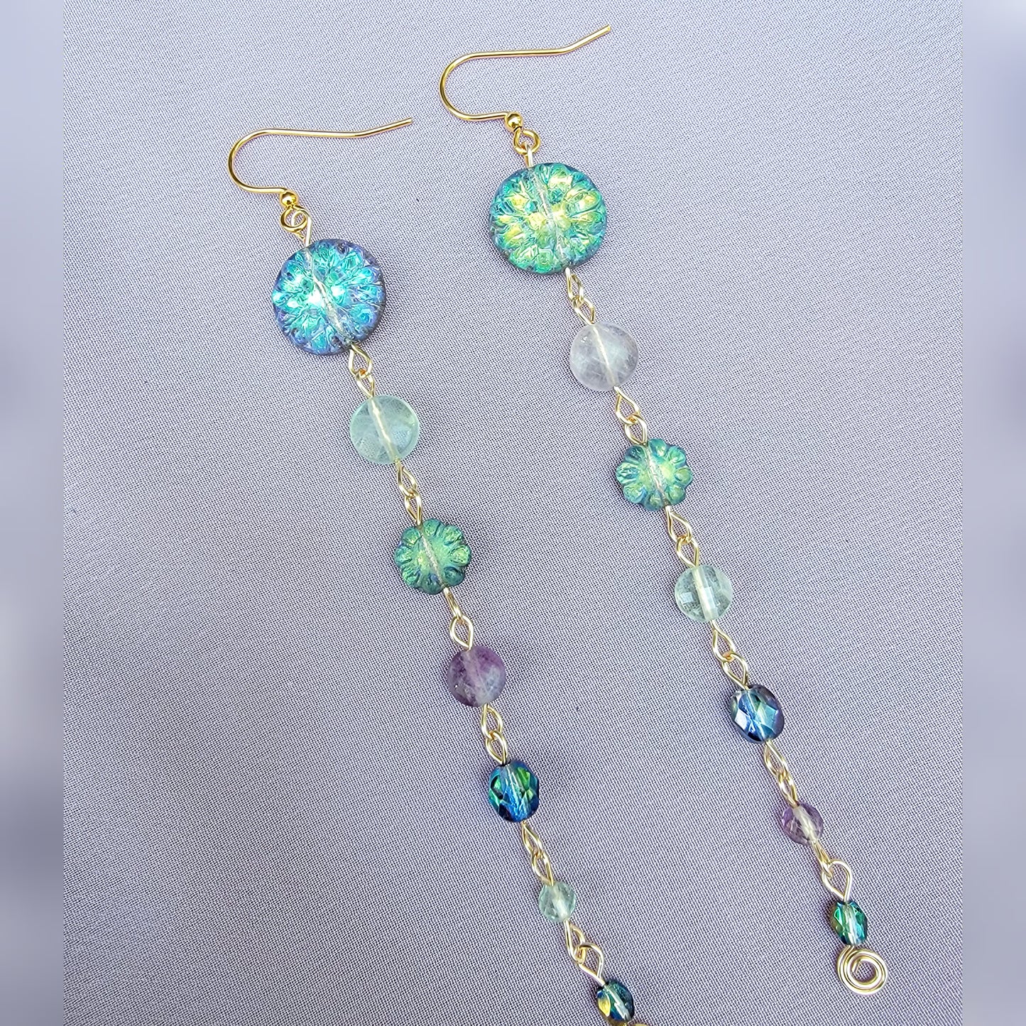 Mystical Fluorite Flower Earrings