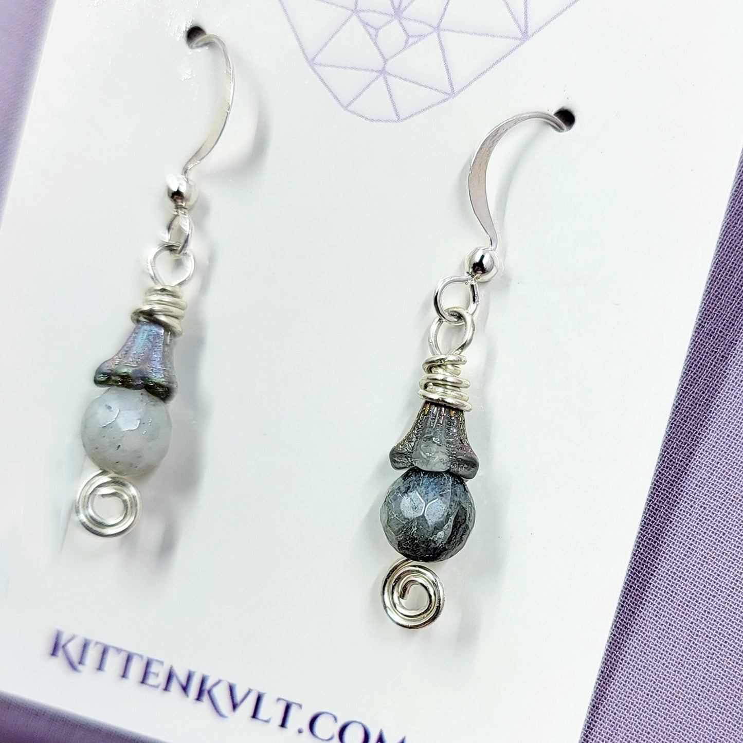 Dainty Fairy Ethereal Labradorite Flower Earrings