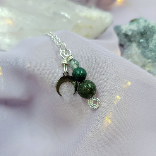 Moss Agate Moon Necklace