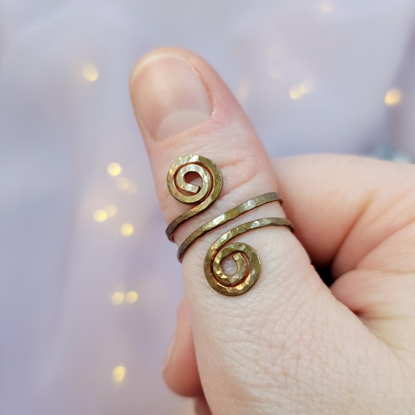 Adjustable Whimsical Fairy Swirl Hammered Copper Ring