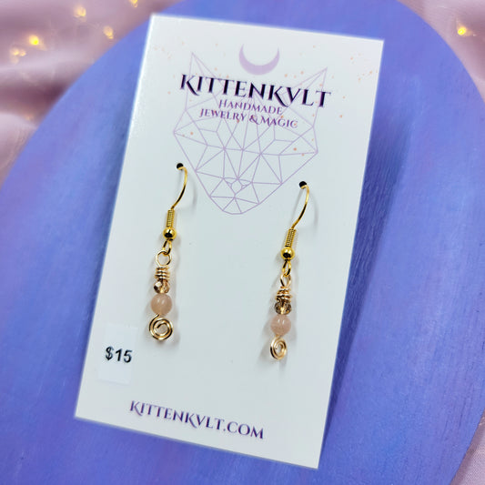 Dainty Fairy Sunstone Earrings