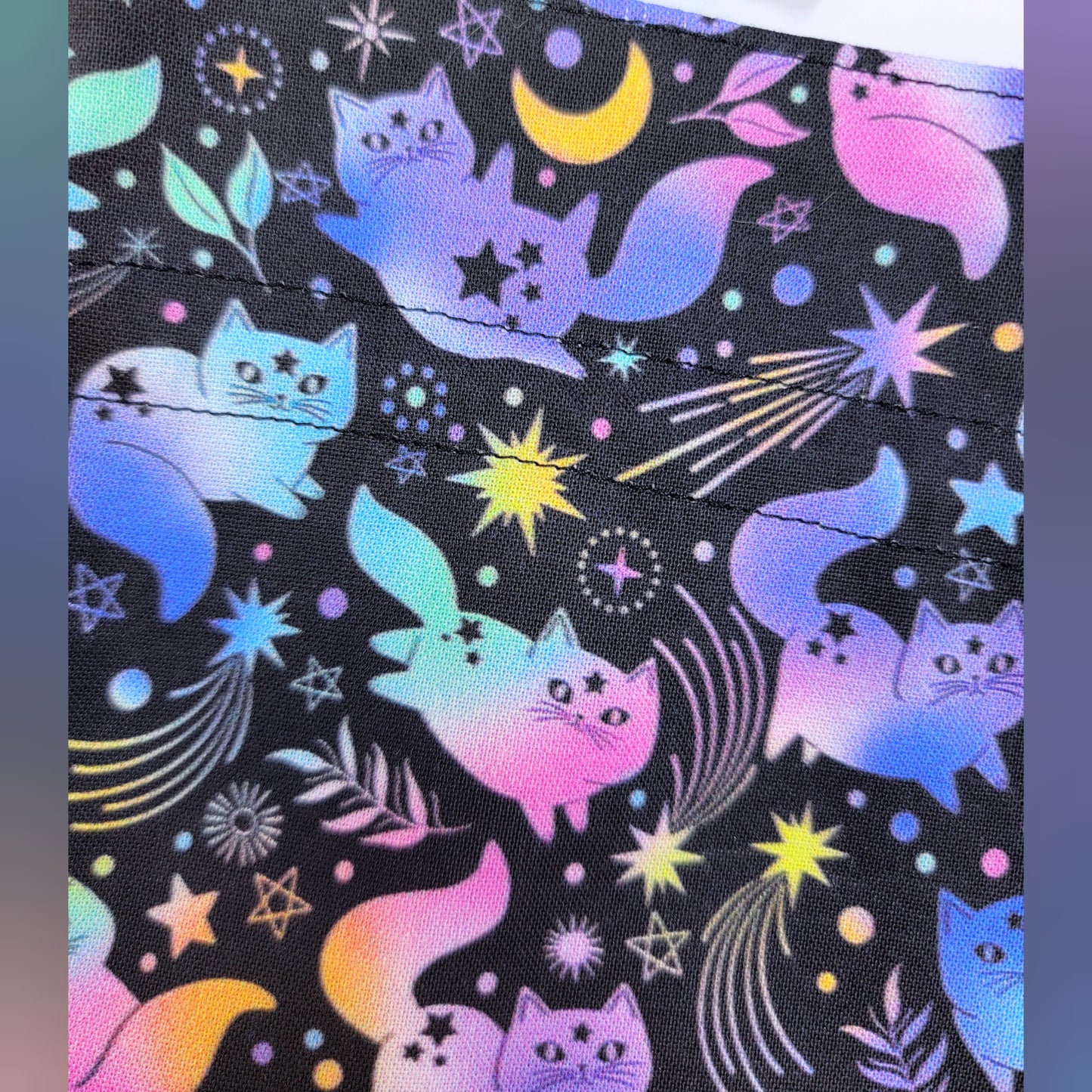 Mystical Celestial Rainbow Kitty Cats Crystal Pouch