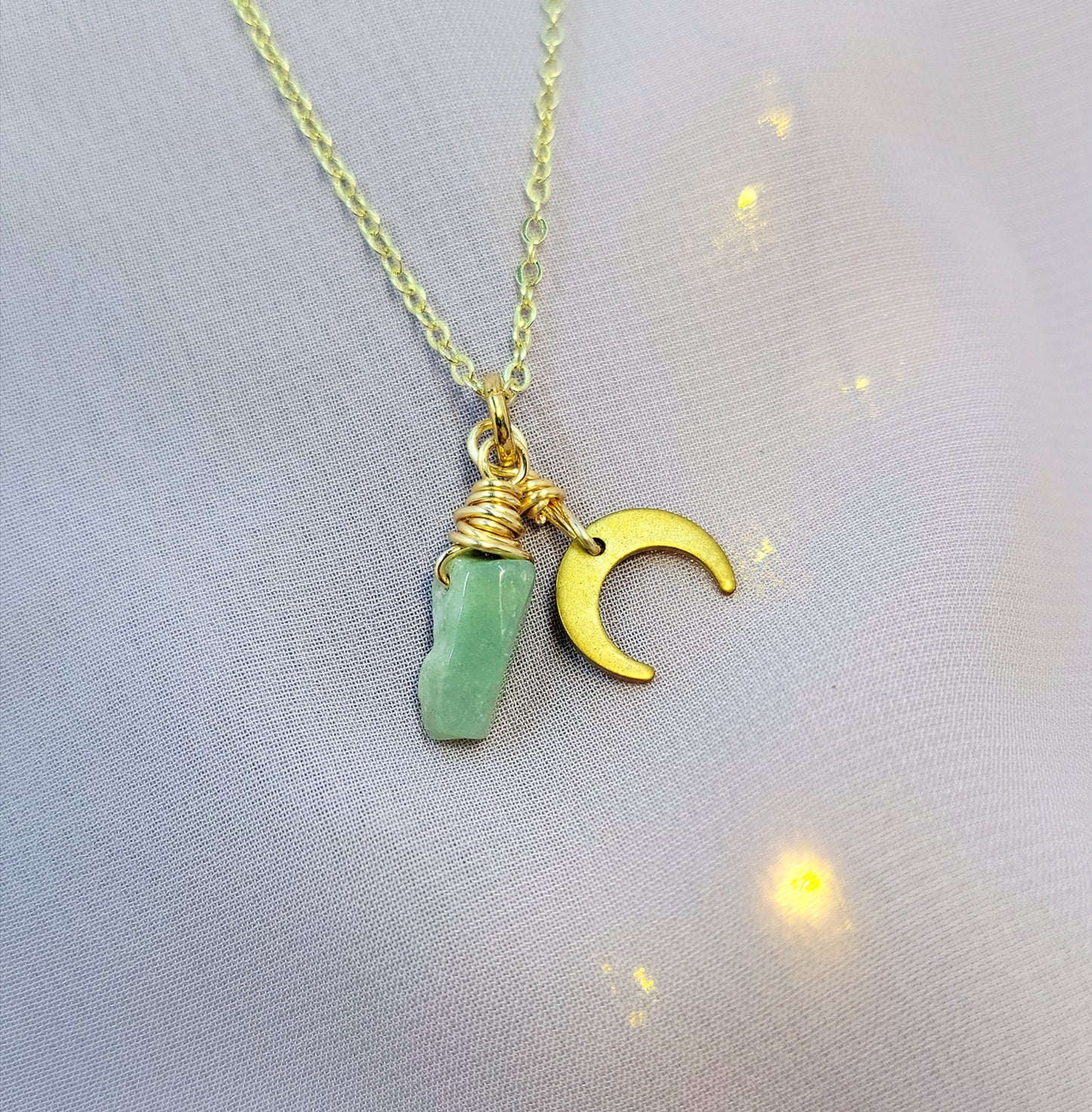 Mystical Witchy Fairy Ocean Jasper Moon Necklace