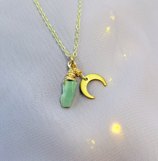 Mystical Witchy Fairy Ocean Jasper Moon Necklace