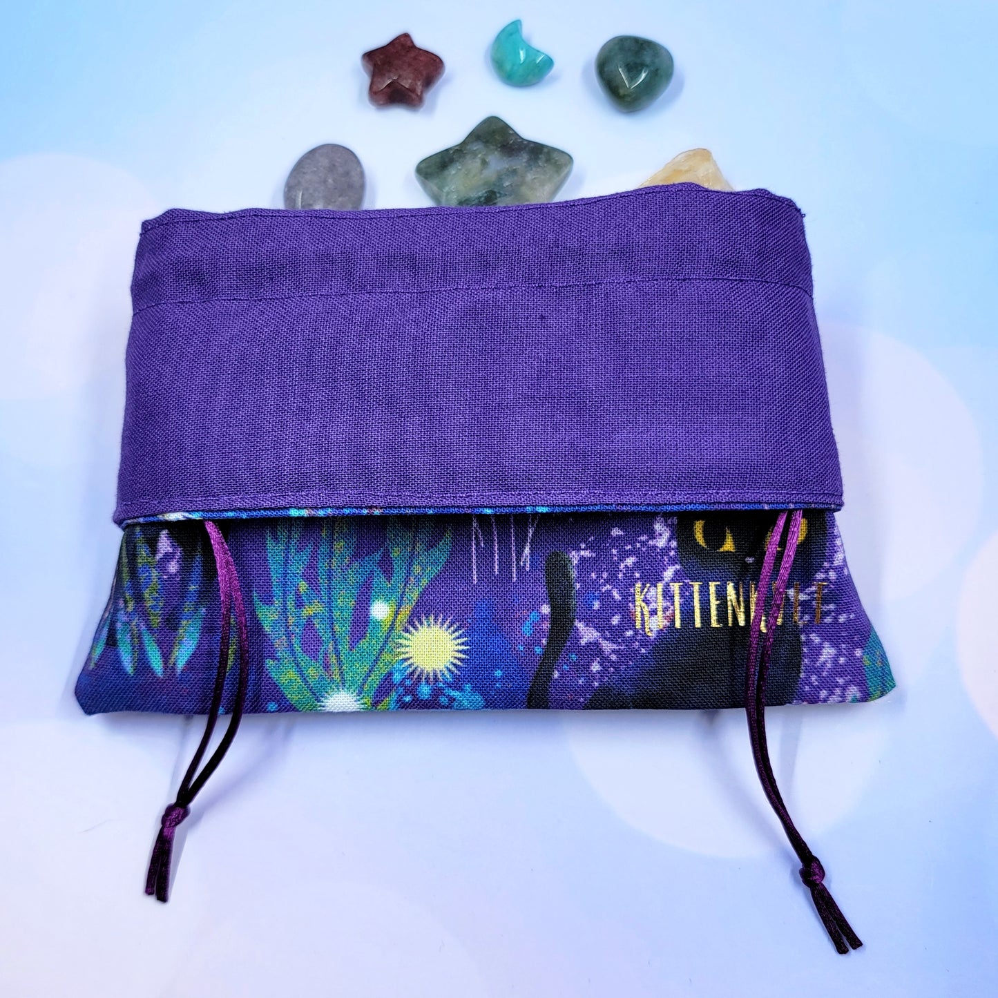 Mystical Witchy Black Cat Crystal Pouch