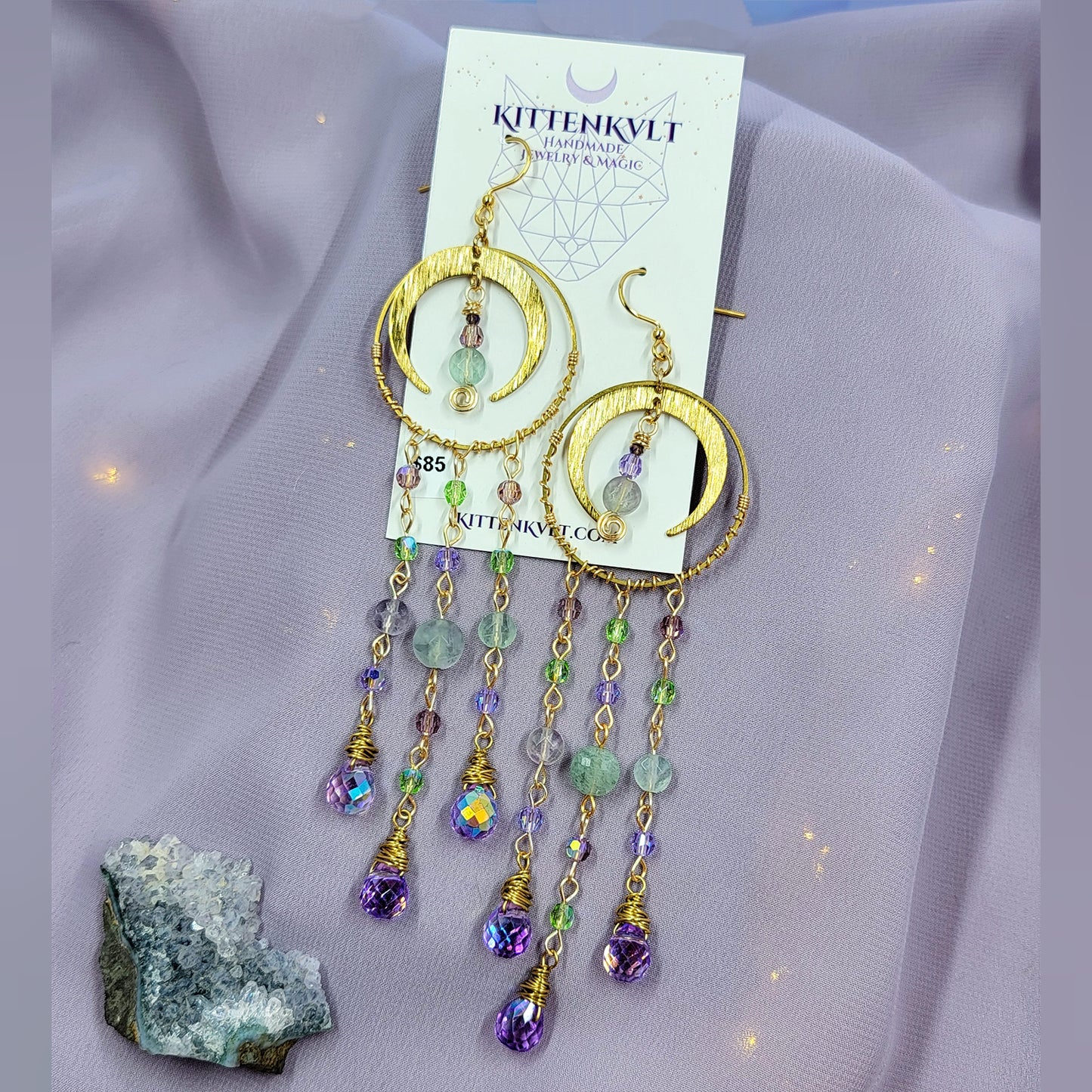 Ethereal Fluorite Fairy Sun Catcher Earrings