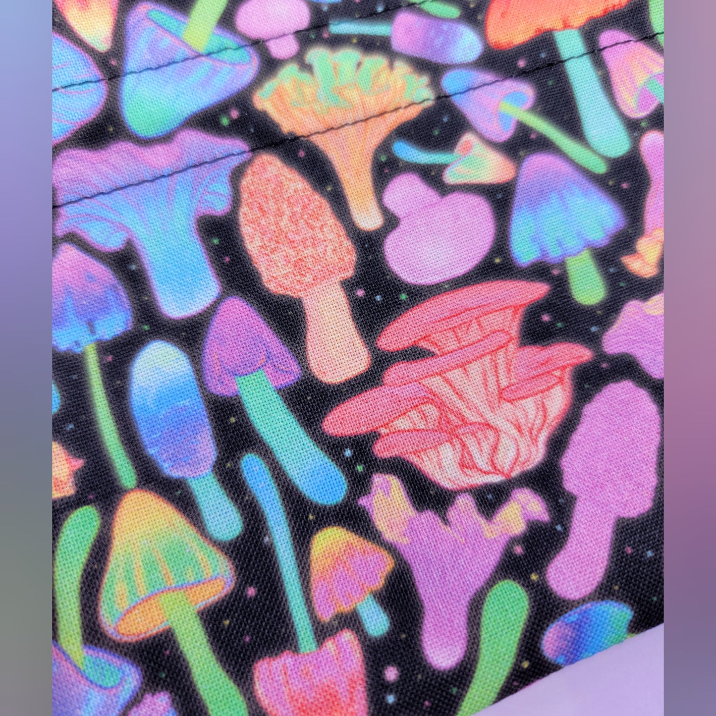 Physchedelic Rainbow Mushroom Crystal Pouch