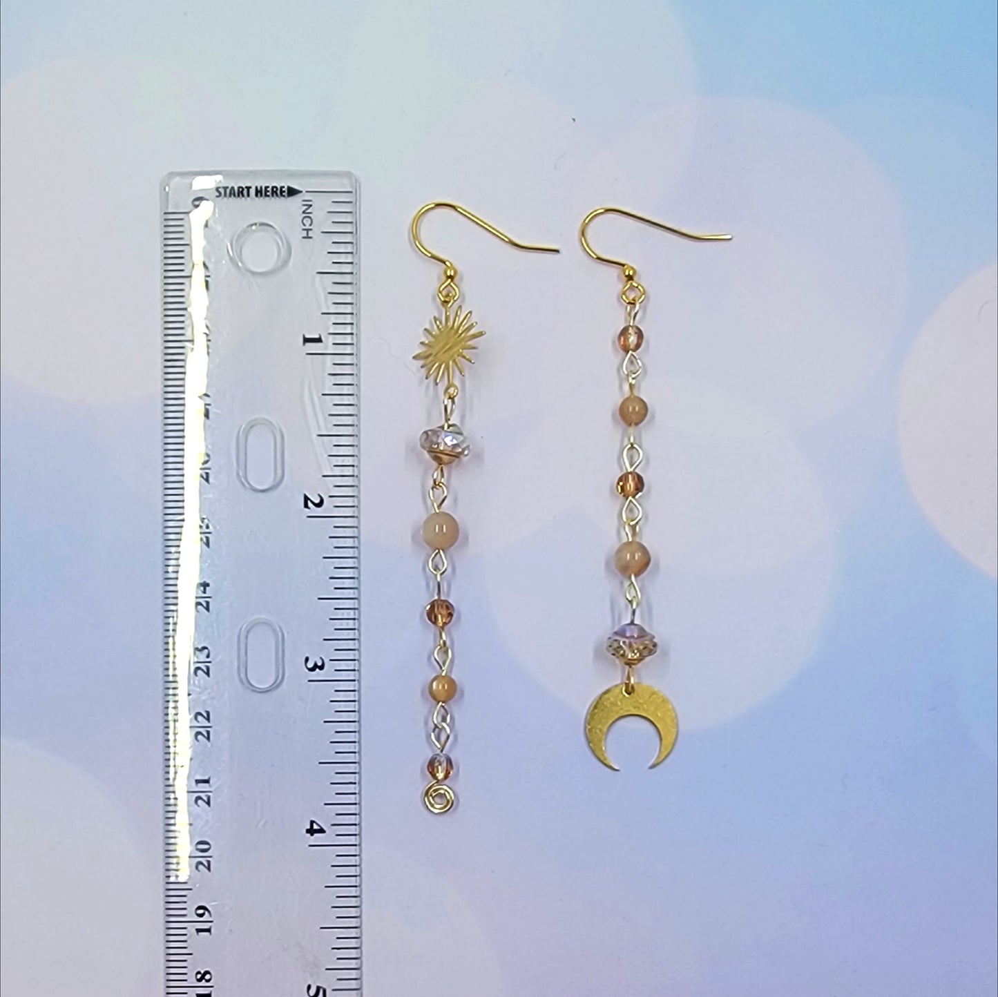 Celestial Sunstone Planet Moon Earrings