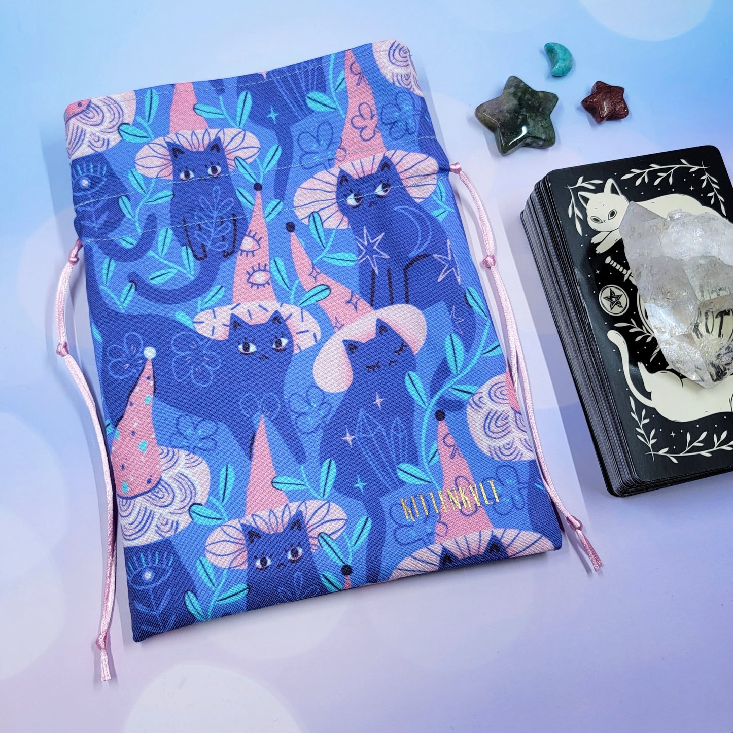 Mystical Witchy Kitty Cat Pastel Garden Trinket Pouch