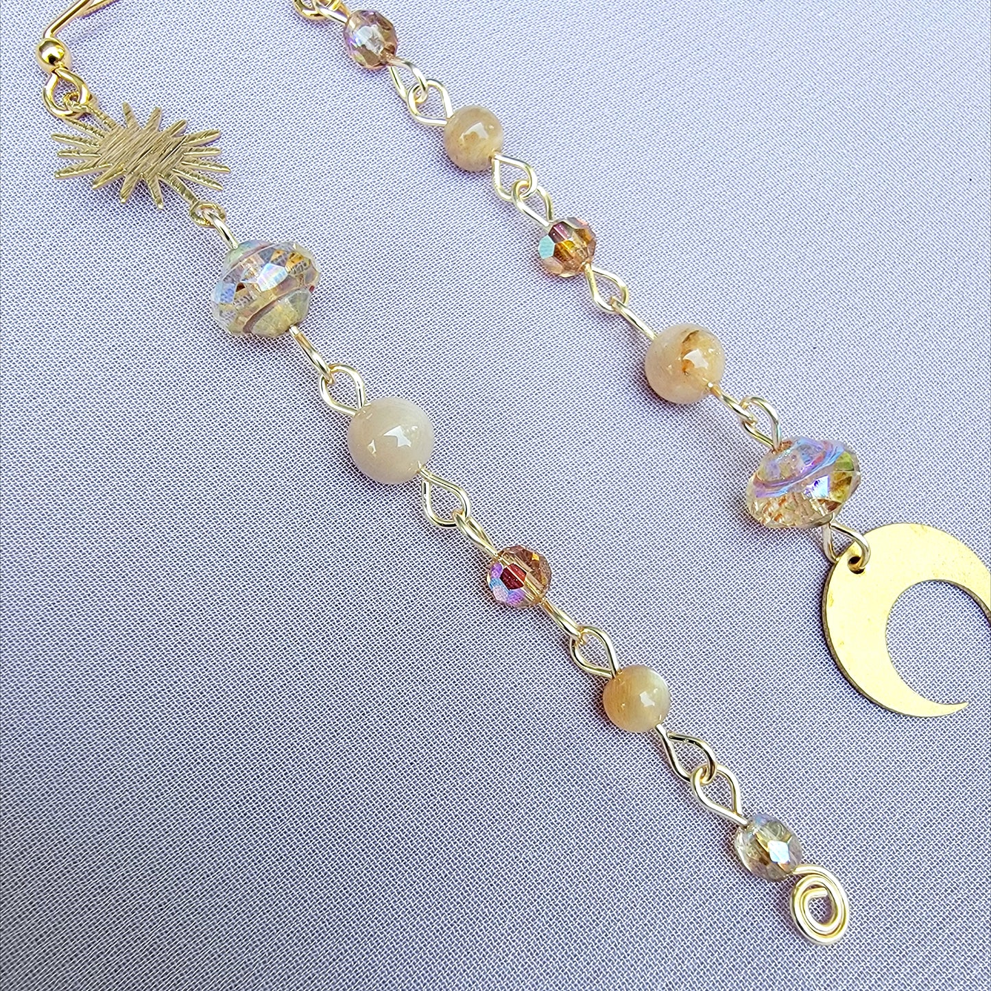 Celestial Sunstone Planet Moon Earrings