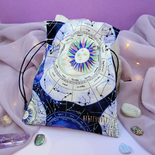 Mystical Celestial Zodiac Witchy Trinket Crystal Pouch