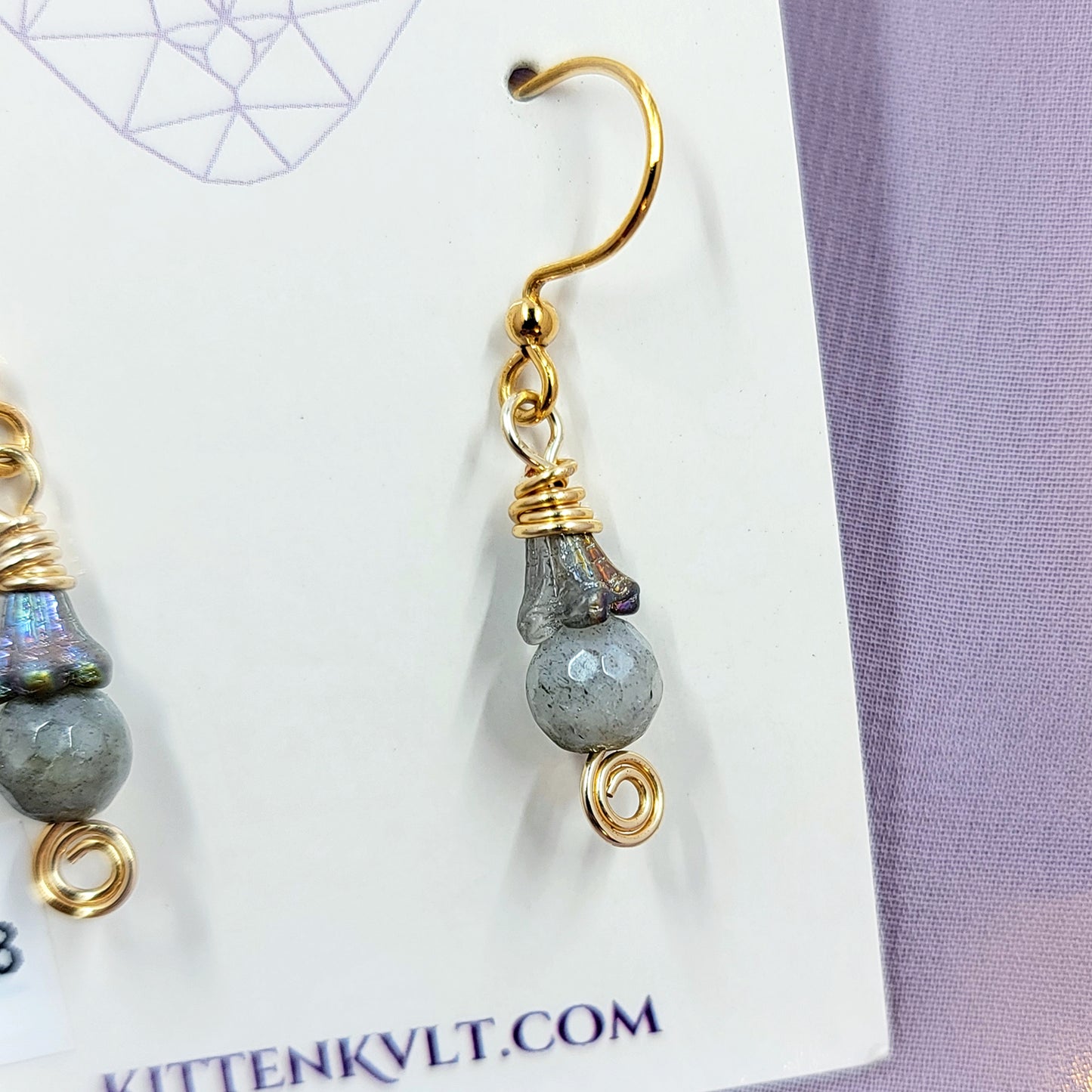 Dainty Fairy Ethereal Labradorite Flower Earrings