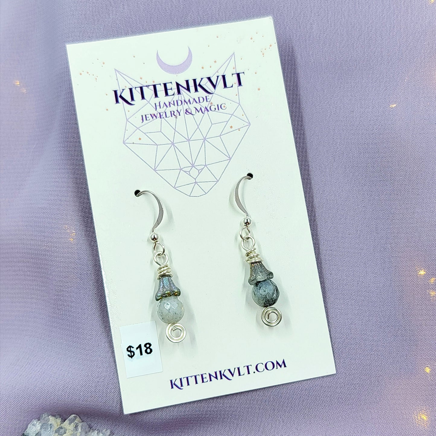 Dainty Fairy Ethereal Labradorite Flower Earrings