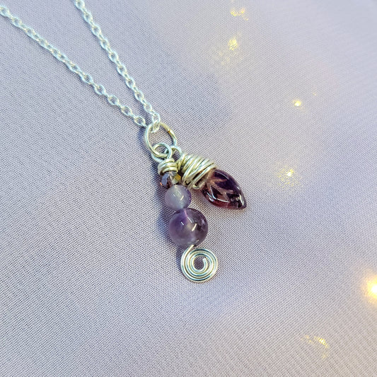 Ethereal Fairy Amethyst Leaf Necklace